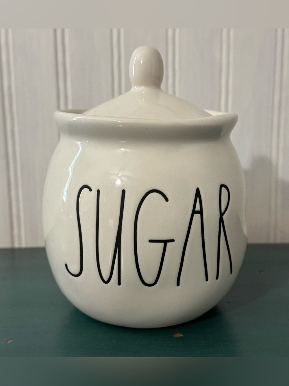 Rae Dunn by Magenta “Sugar” Bowl with Lid Artisan Collection Large Letters White